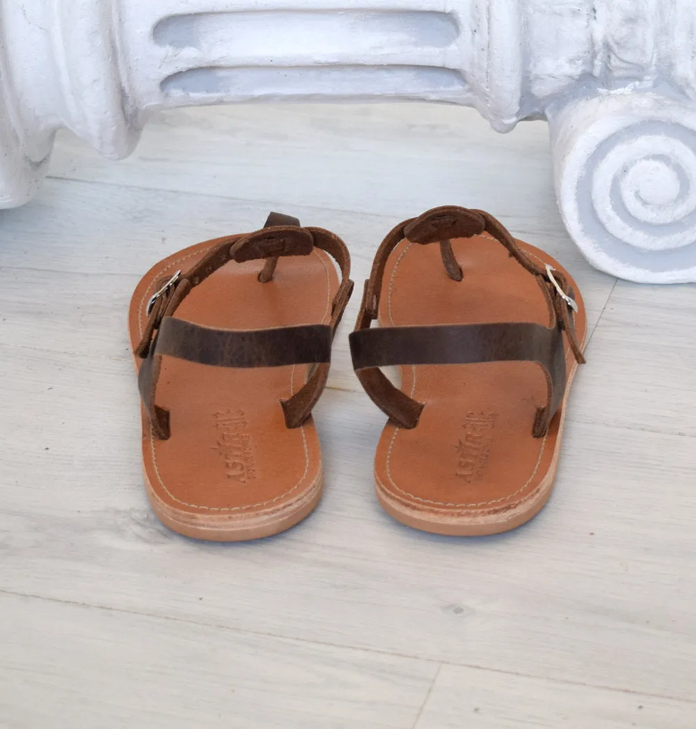 Roman sandals, brown T bar men sandals, Spartan sandals, Thongs sandals,  gladiator sandals, Ancient Greek leather sandals, SKOPELOS1