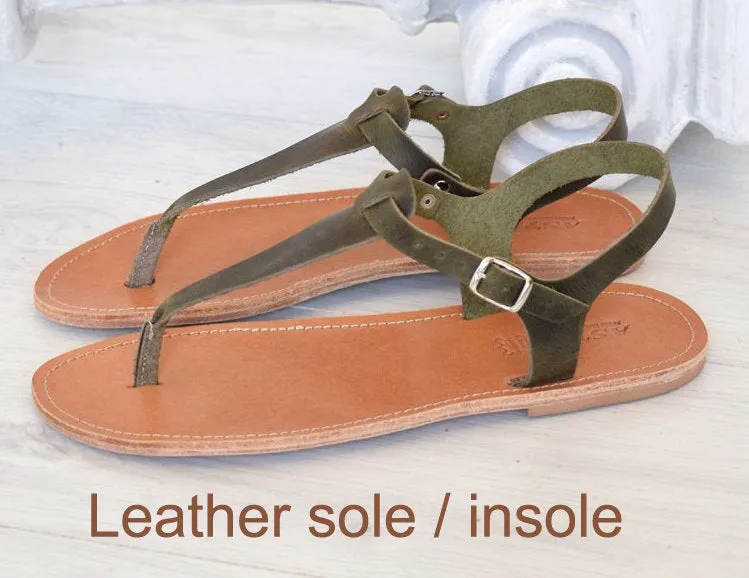 Roman sandals, brown T bar men sandals, Spartan sandals, Thongs sandals,  gladiator sandals, Ancient Greek leather sandals, SKOPELOS1
