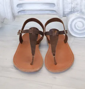 Roman sandals, brown T bar men sandals, Spartan sandals, Thongs sandals,  gladiator sandals, Ancient Greek leather sandals, SKOPELOS1