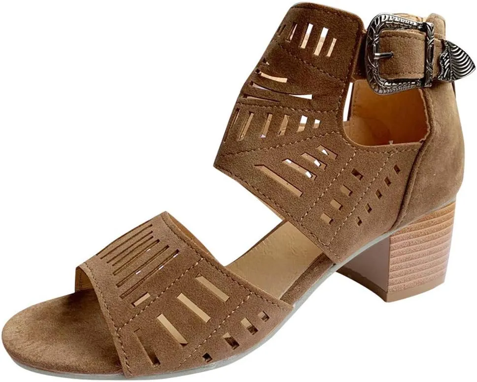 Sandals for Women Low Heel,Fashion Chunky Heel Sandal Fish Mouth Wedding Pumps with Buckle Ankle Strap Evening Party Shoes