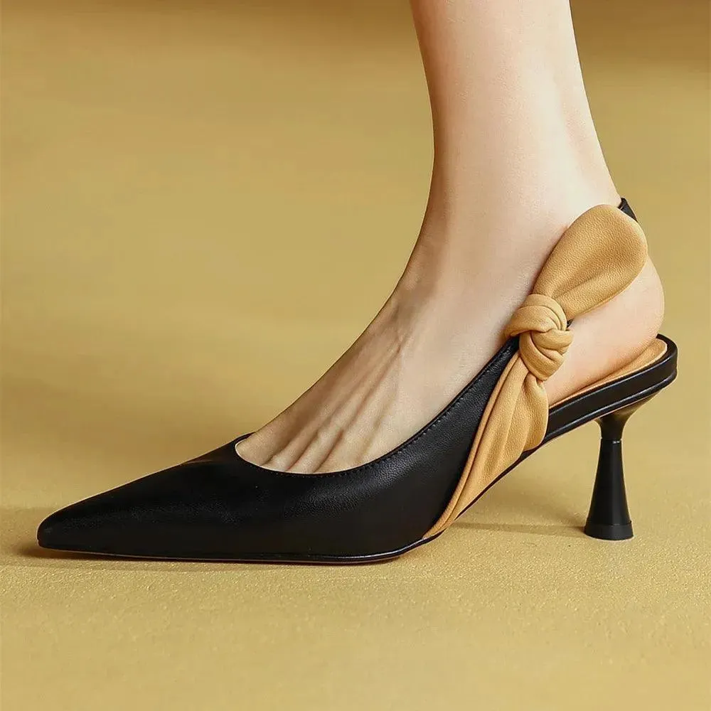 Sandals Slingback Knot Leather Women Sandals