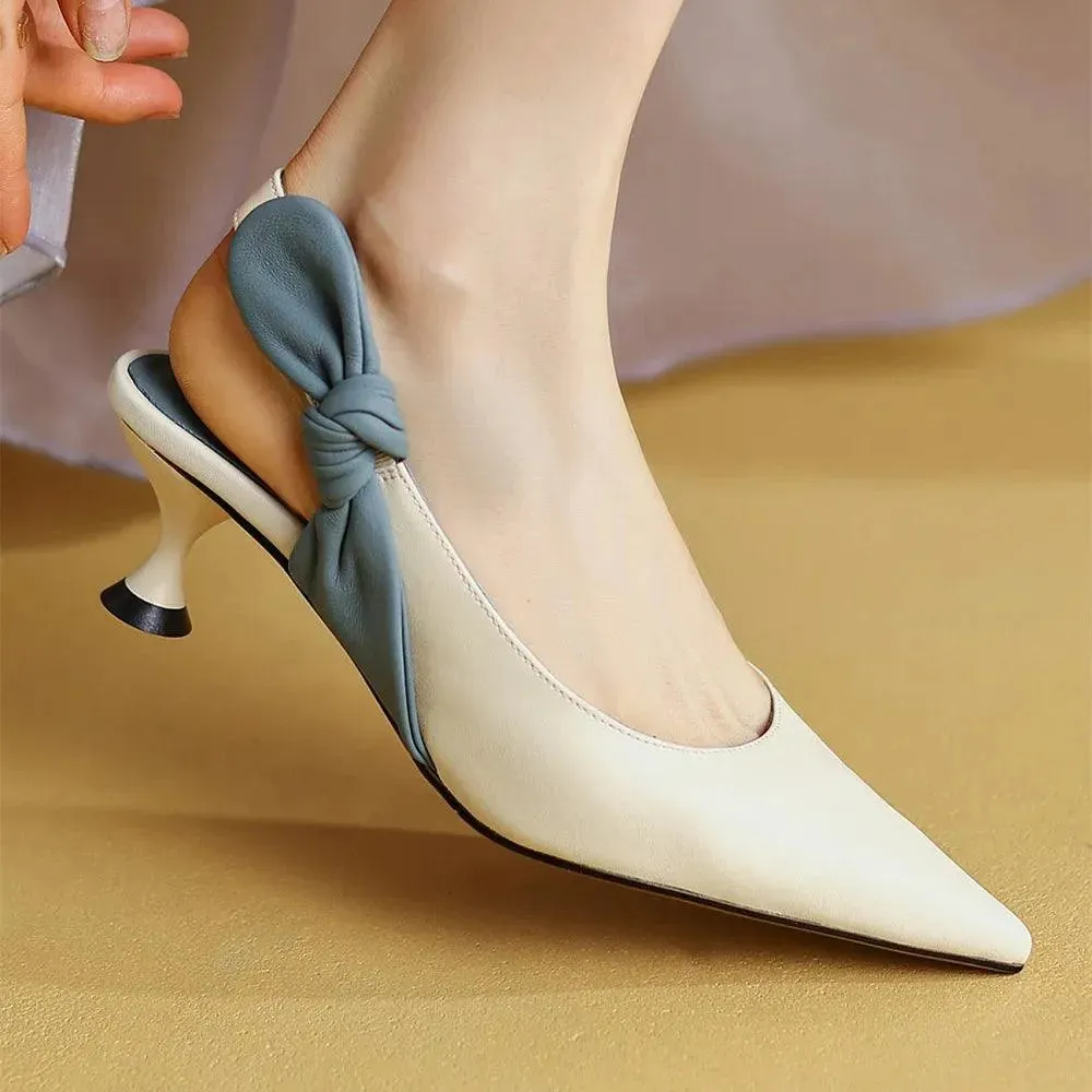 Sandals Slingback Knot Leather Women Sandals