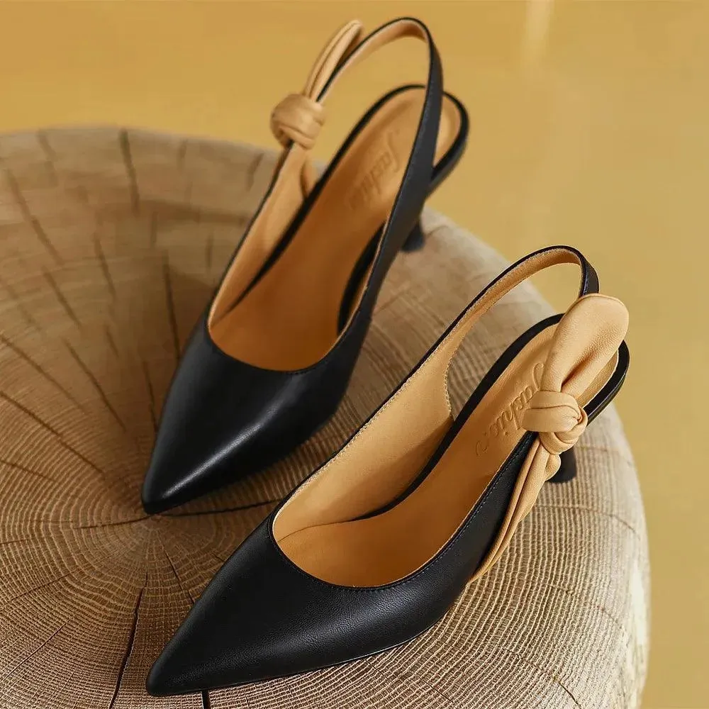 Sandals Slingback Knot Leather Women Sandals