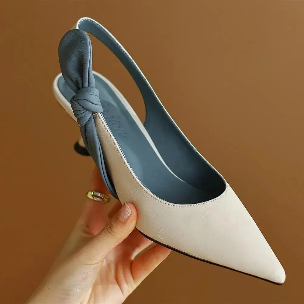 Sandals Slingback Knot Leather Women Sandals