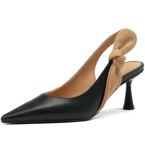 Sandals Slingback Knot Leather Women Sandals