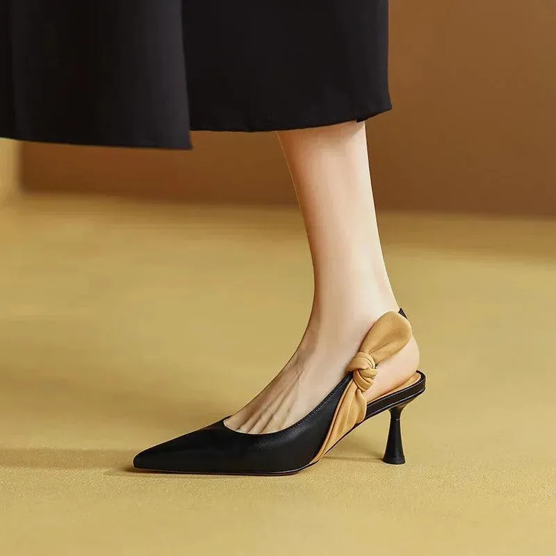 Sandals Slingback Knot Leather Women Sandals
