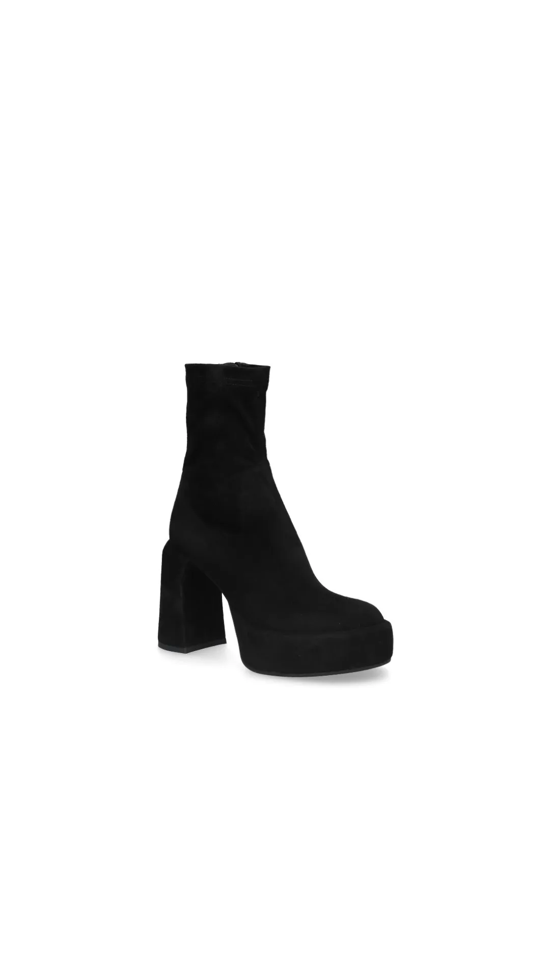 STRETCH LEATHER ANKLE BOOTS BLACK