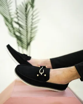 SUEDE BLACK CLASP LOAFERS
