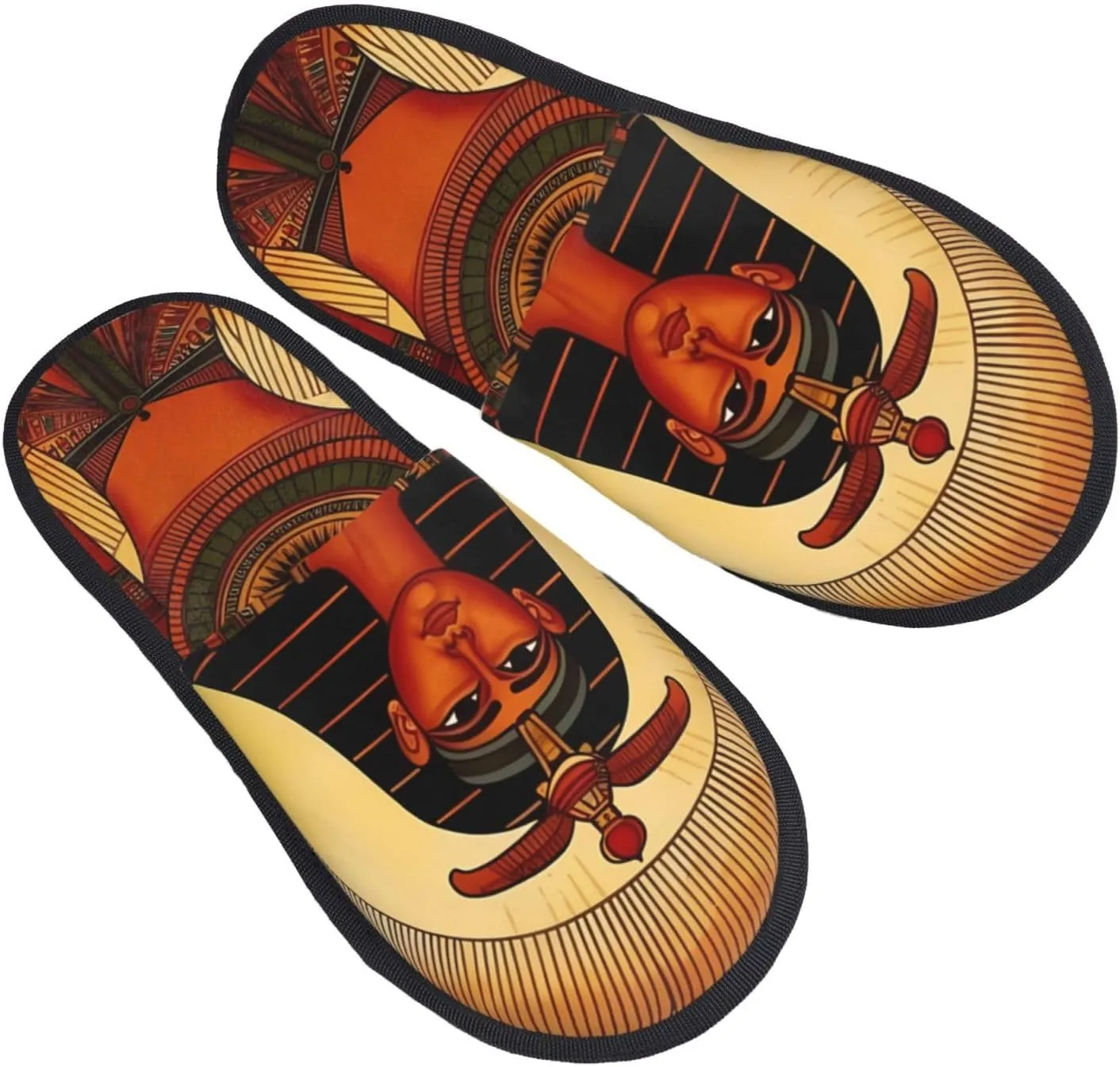 Sun Old Egyptian Timeless Grace Printed Slippers Cozy Indoor Slide Unisex House Slippers Soft Plush Slip-on Slippers