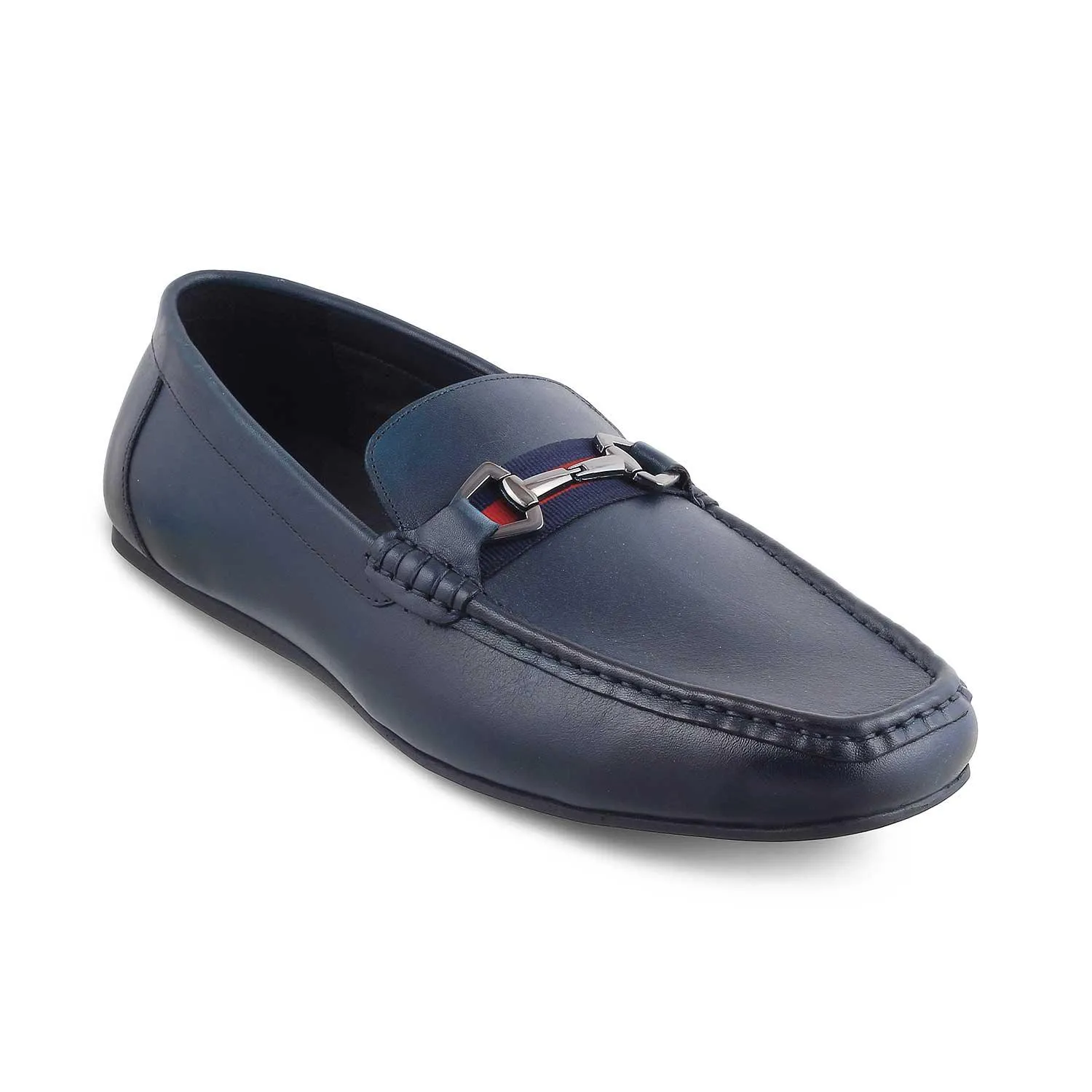 The Ondrive Blue Men's Leather Driving Loafers Tresmode