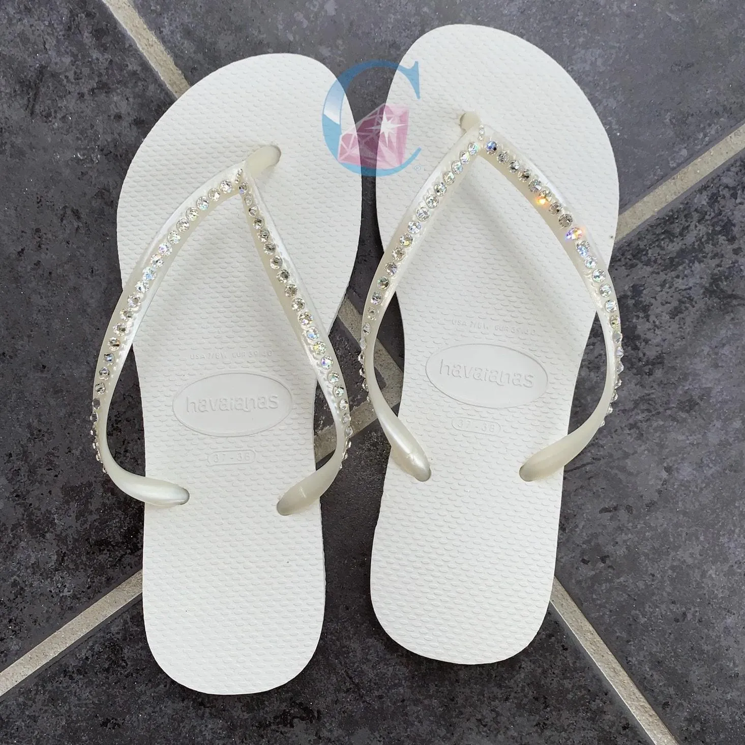 Thin Strap embellished Havaianas - 1 Row *