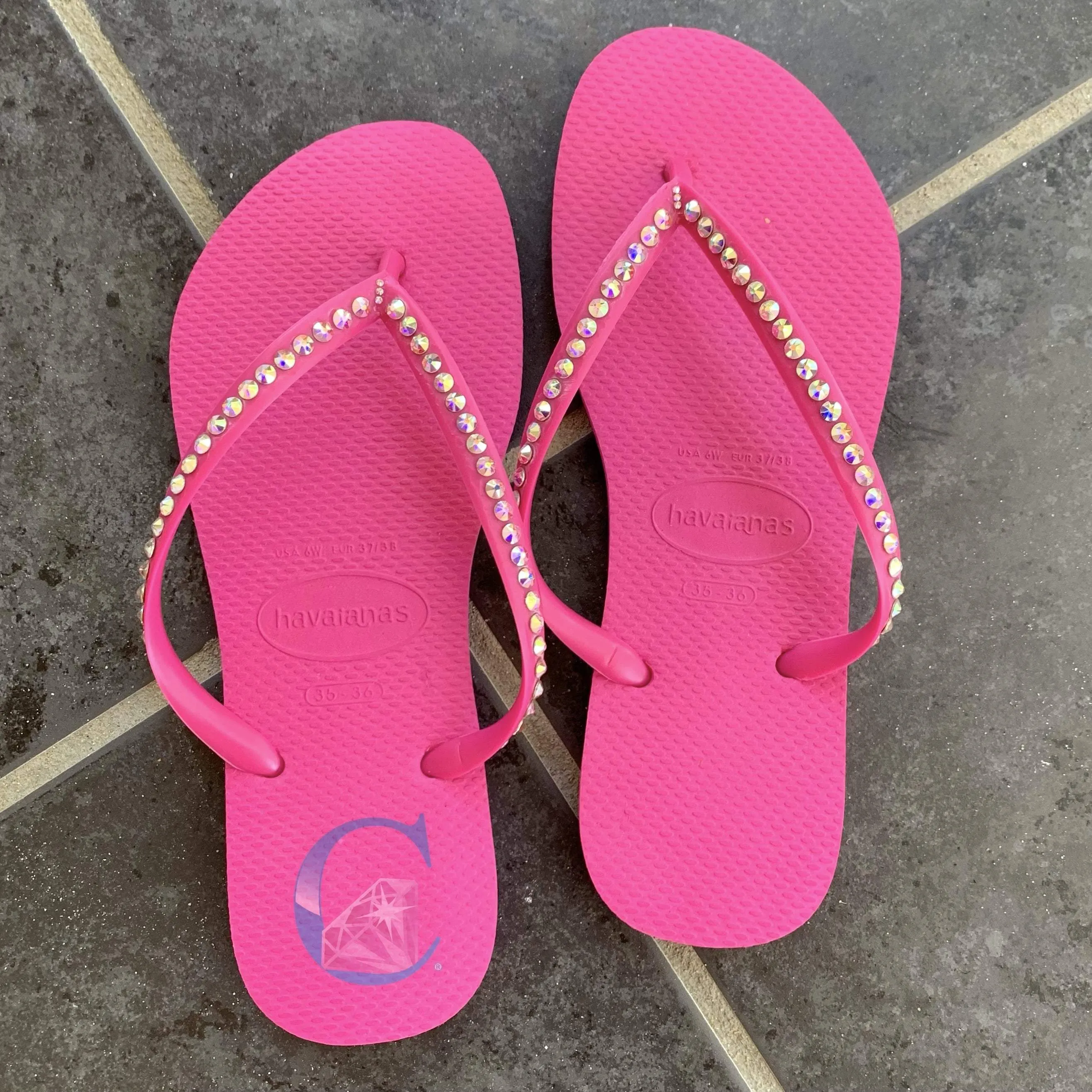 Thin Strap embellished Havaianas - 1 Row *