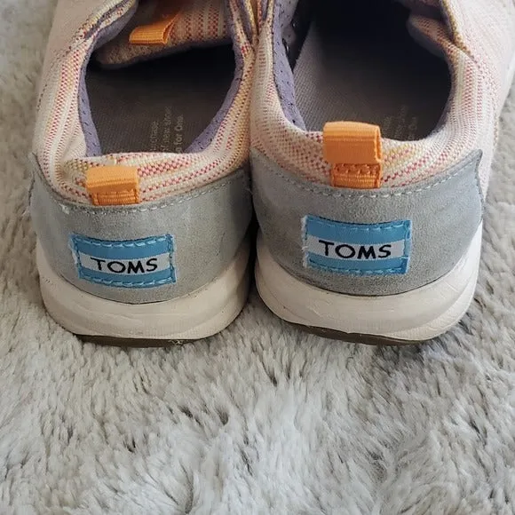 Toms Striped Multi Color Canvas Grey Tie Low Top Fashion Sneakers Flats Size 7