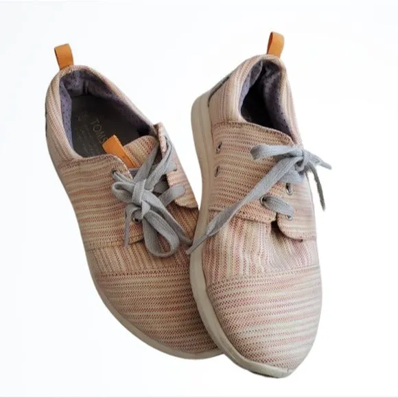 Toms Striped Multi Color Canvas Grey Tie Low Top Fashion Sneakers Flats Size 7