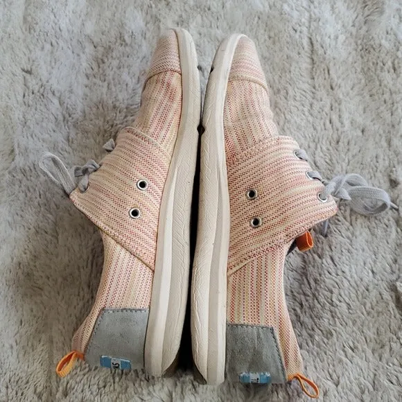 Toms Striped Multi Color Canvas Grey Tie Low Top Fashion Sneakers Flats Size 7