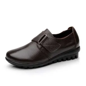 US Size 5-12 Casual Soft Leather Round Toe Buckle Flat Comfy Loafers