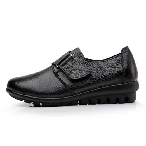 US Size 5-12 Casual Soft Leather Round Toe Buckle Flat Comfy Loafers
