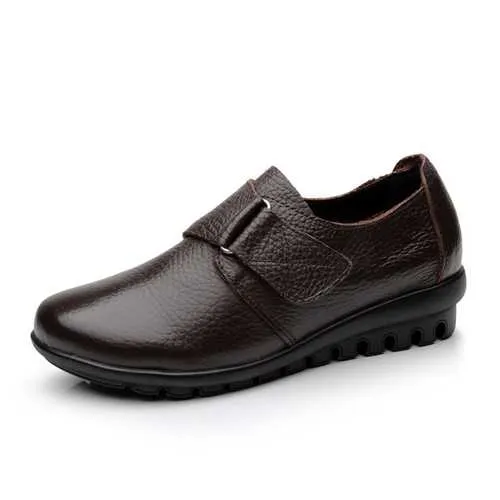 US Size 5-12 Casual Soft Leather Round Toe Buckle Flat Comfy Loafers