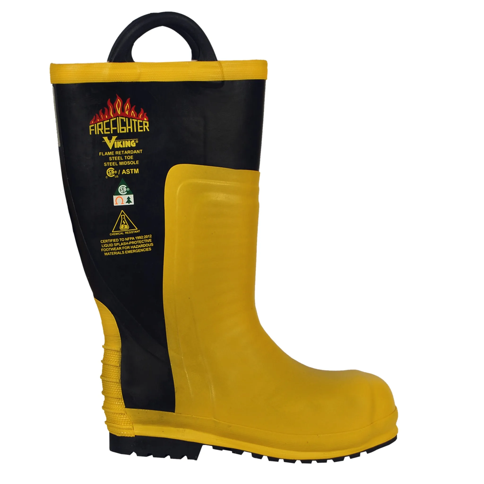 Viking VW91 Firefighter® Chainsaw Boots - Flame   Chemical-Resistant, 16" Height, Steel Toe, CSA & NFPA Certified, Class 3 Protection | Sizes 5-15
