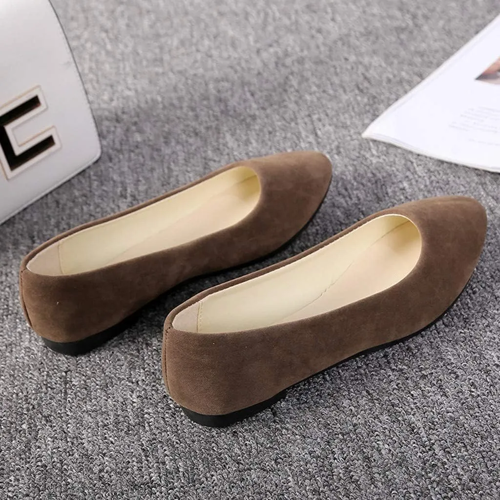 Women Girls Solid Big Size Slip On Flat Shallow Comfort Casual Single Shoes Shoes Casual Boots, 6.5