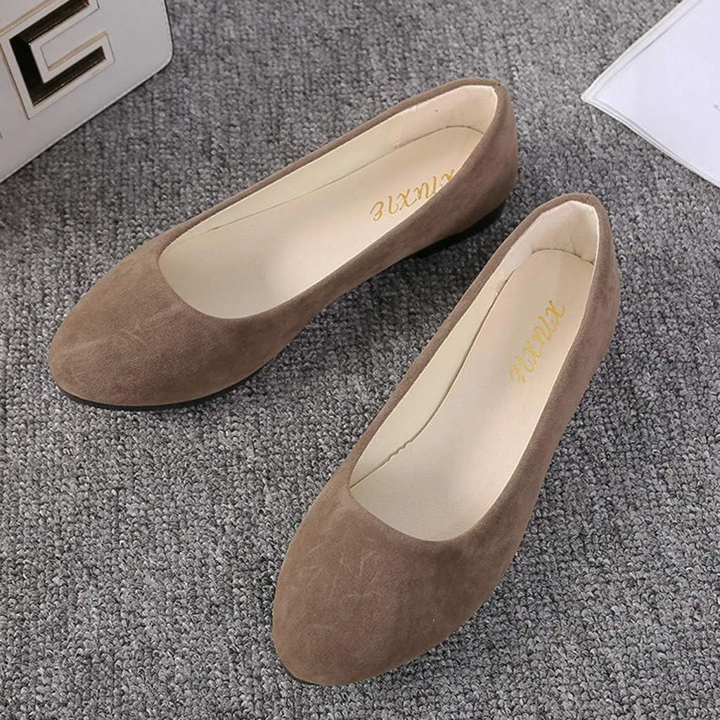 Women Girls Solid Big Size Slip On Flat Shallow Comfort Casual Single Shoes Shoes Casual Boots, 6.5
