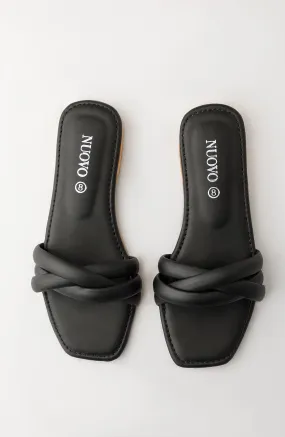 Women Slippers -  Flat Sandals - BLACK (WAFF23W-1008 BLACK)