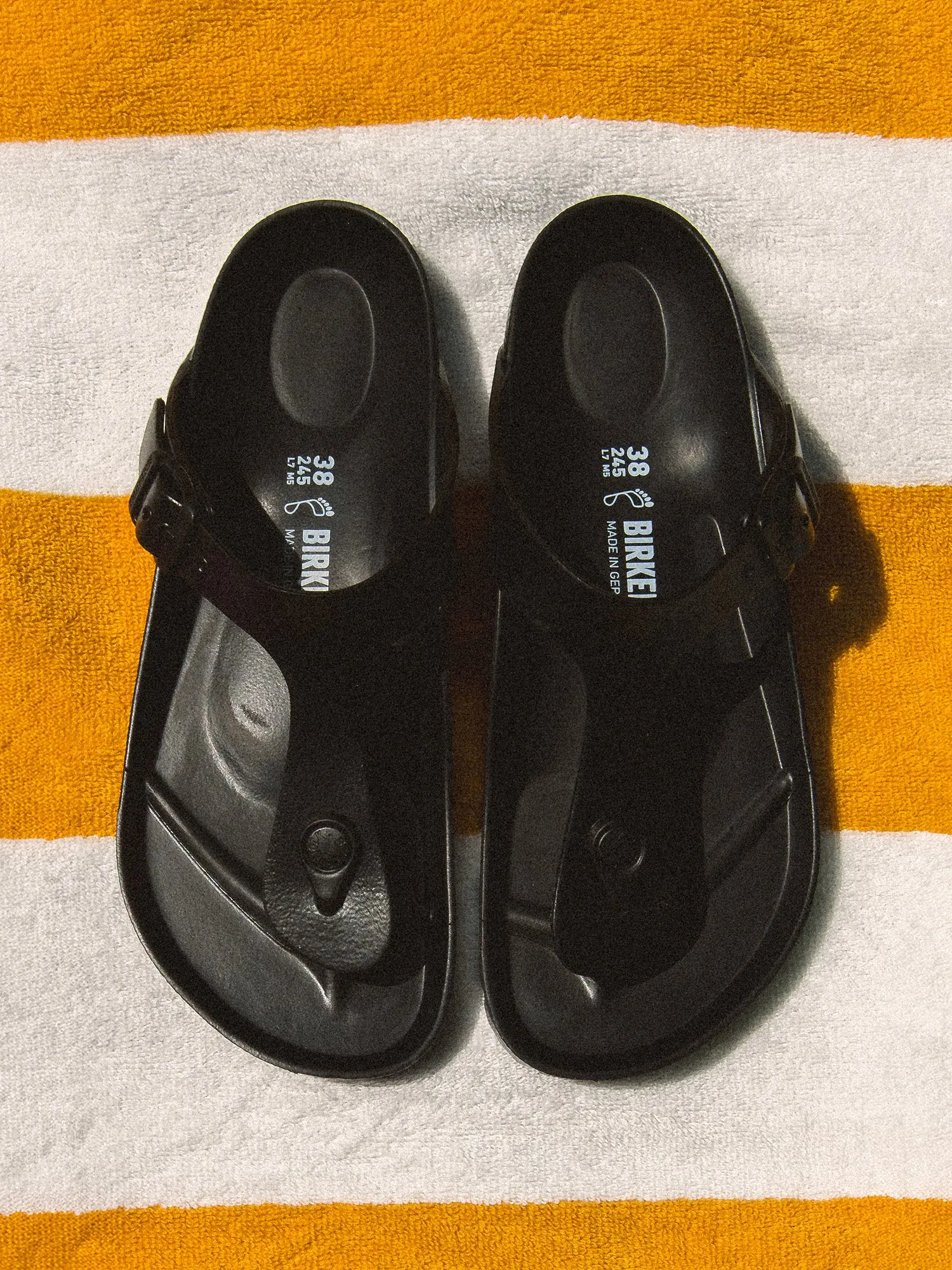 WOMENS BIRKENSTOCK GIZEH EVA BLACK SANDALS