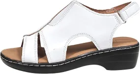 Women's Faux Leather Solid Sandal Hook and Loop Low Heel Open Toe Hollow Out Shoe Trendy Casual Summer Sandals