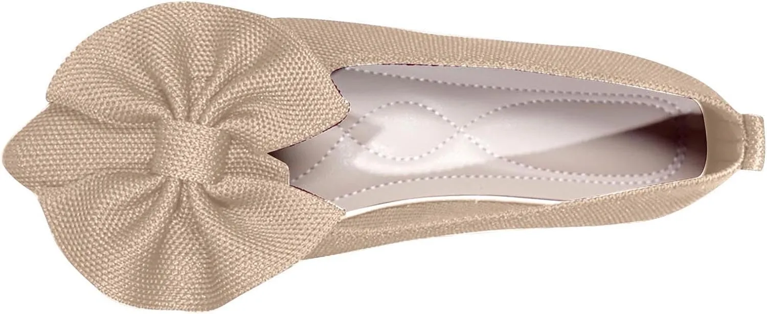 Women's Flat Shoes Casual Knitted Bowknot Single Shoes One Stirrup Mesh Breathable Shoes for Family Gatherings