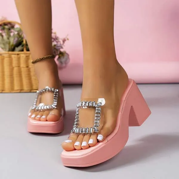 Women's Platform High Heel Slide Sandals 19164244C