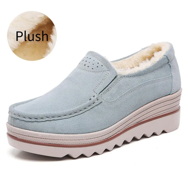 Women's slip on thick platform wedge loafers shoes anti-slip