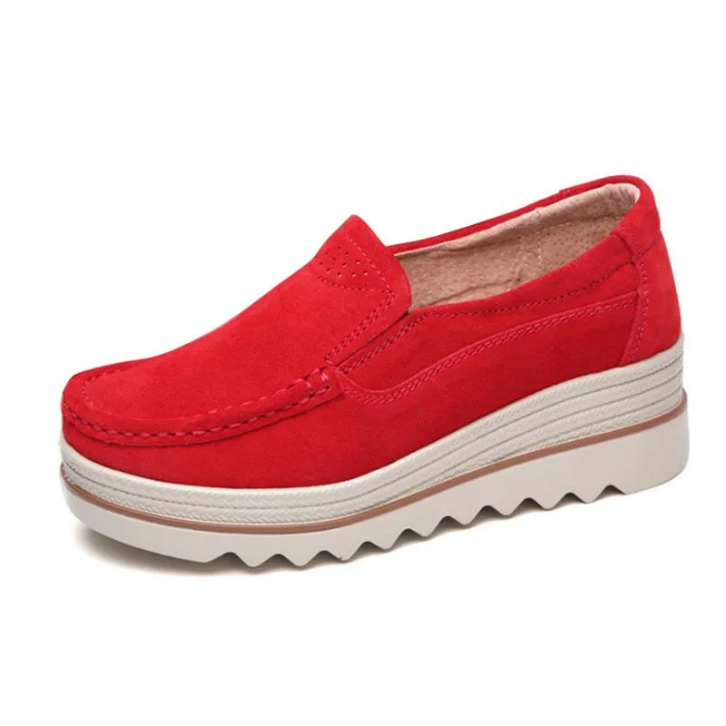 Women's slip on thick platform wedge loafers shoes anti-slip
