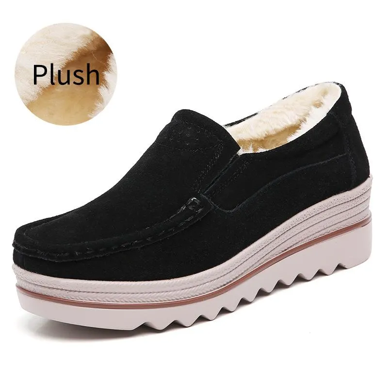 Women's slip on thick platform wedge loafers shoes anti-slip