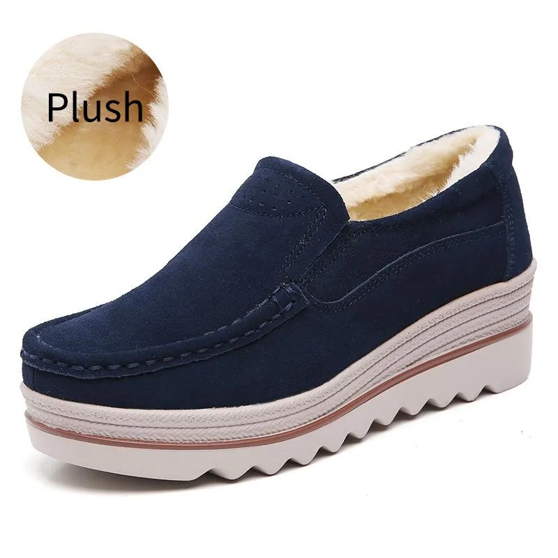 Women's slip on thick platform wedge loafers shoes anti-slip