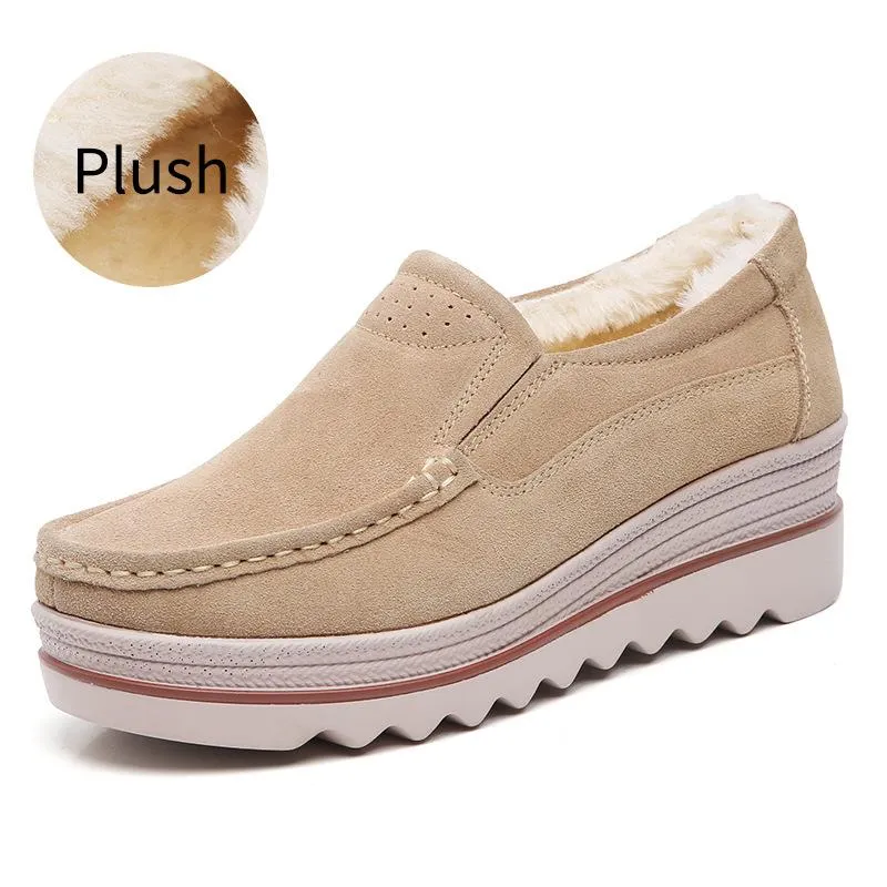 Women's slip on thick platform wedge loafers shoes anti-slip