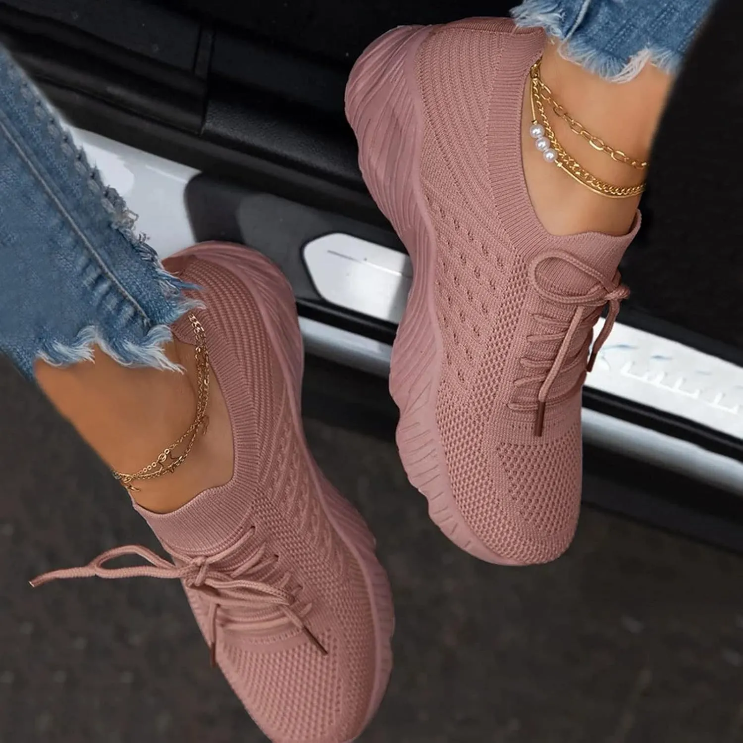 Women's Woven Orthopedic Breathable Soft Shoes Slip On Walking Shoes Arch Support Non Slip Lightweight Casual Comfortable Tennis