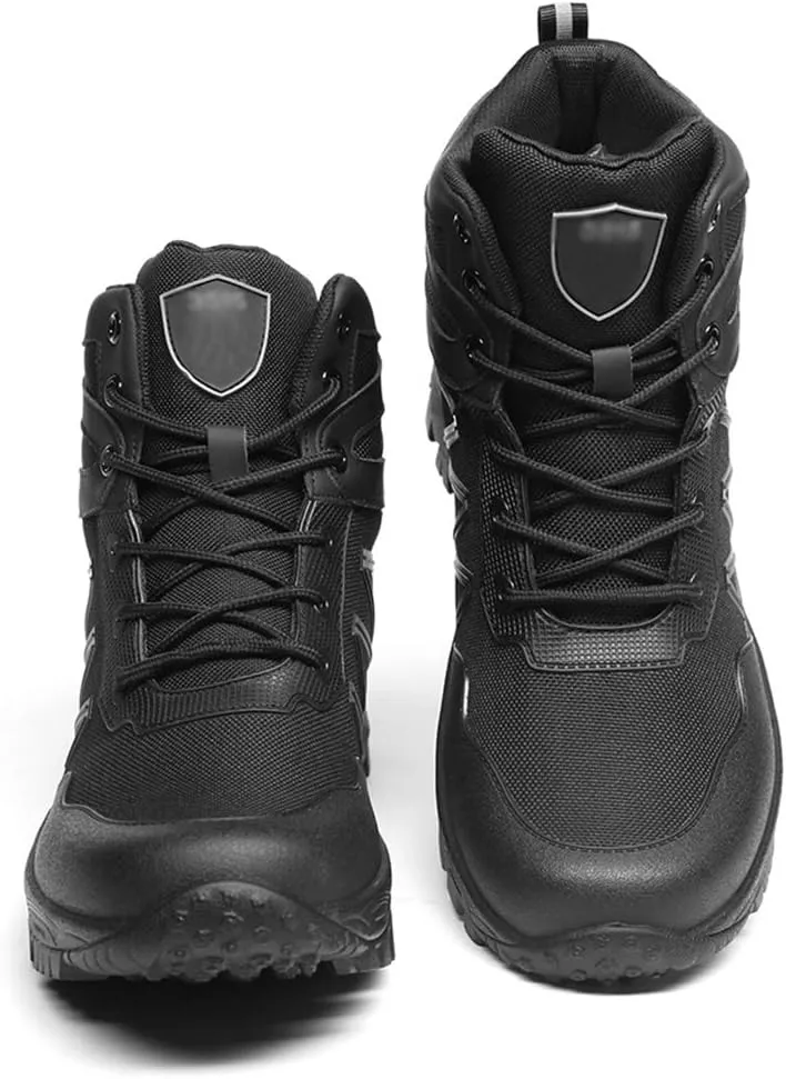 Wygwlg Men's Breathable Military Boots Outdoor Combat Boots Tactical Boots Army Training Shoes Durable Safety Work Boot