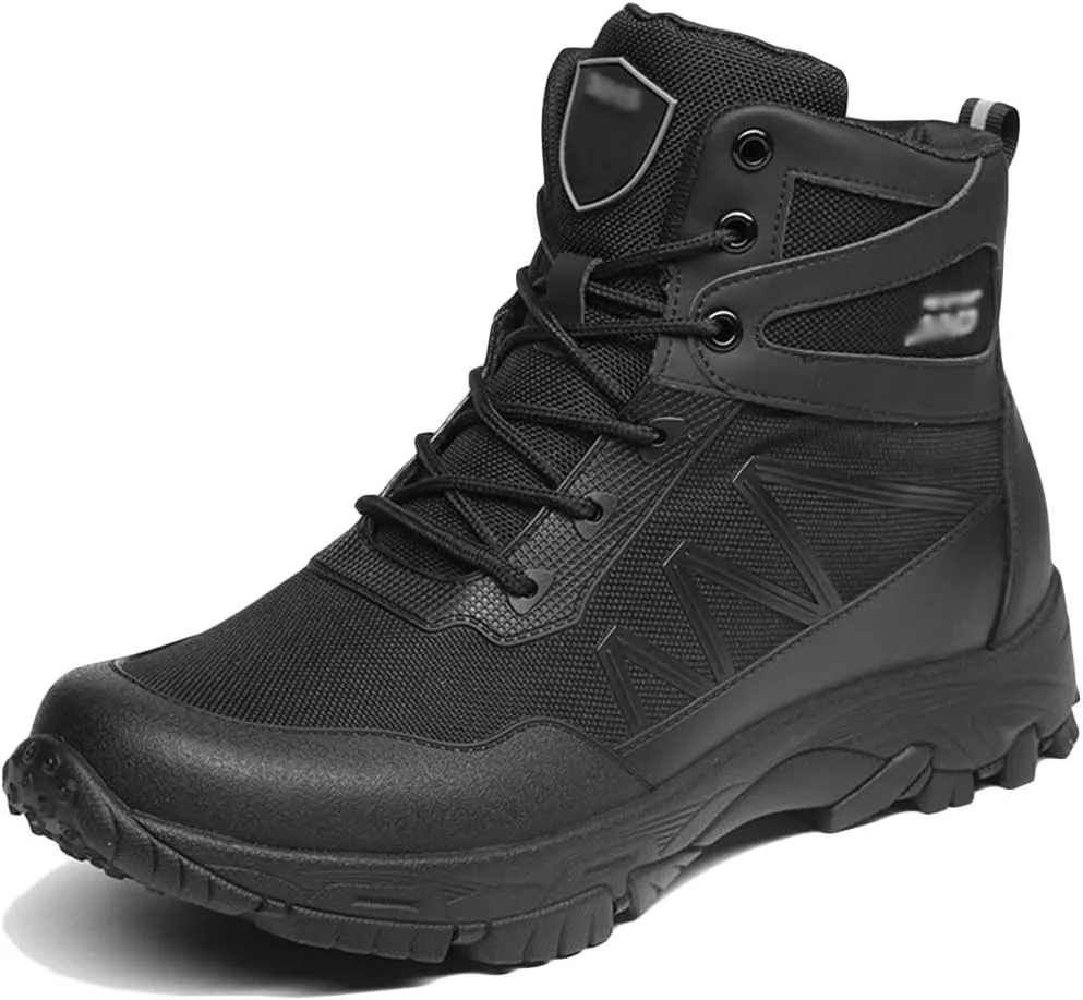 Wygwlg Men's Breathable Military Boots Outdoor Combat Boots Tactical Boots Army Training Shoes Durable Safety Work Boot